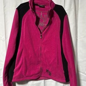 Harley Davidson brand fleece Jacket full zip womens size XL pink in color